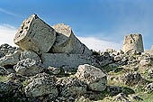 Selinunte the temple hill. Temple ruins crushed to the ground, like a fantastic work of art 